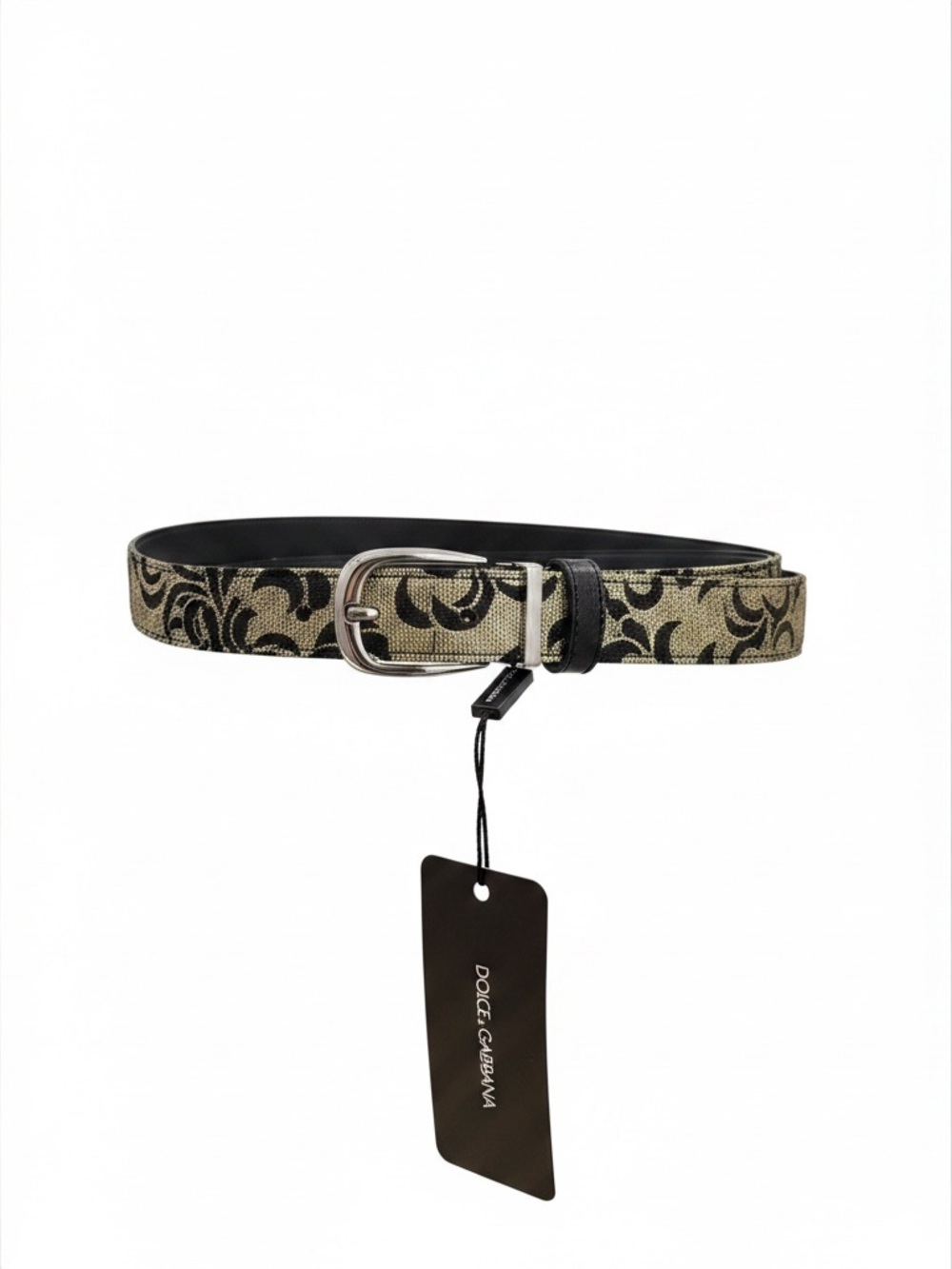 Dolce & Gabbana Black and Gold Patterned Jacquard Women's Belt